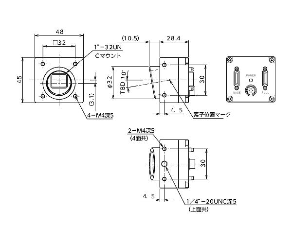 外形寸法図 CameraLink対応 FCM/FSM5MHPL-T*, FCM/FSM3MHPL-T*